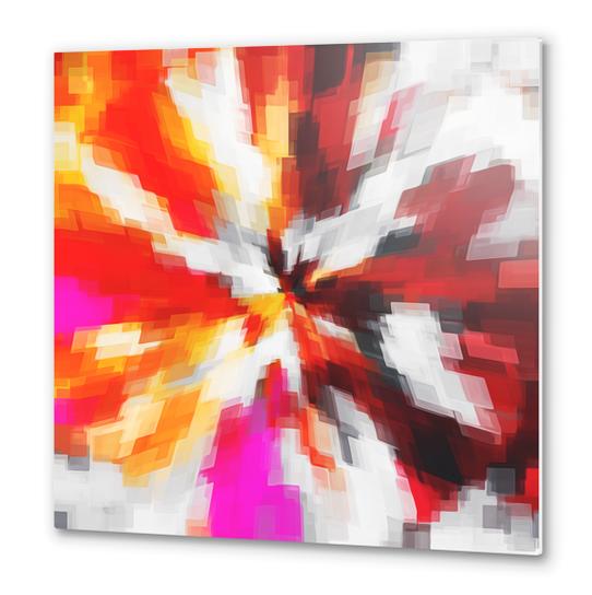 red orange pink and black square pattern painting abstract background Metal prints by Timmy333