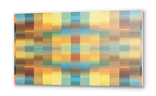 orange blue and brown plaid pattern abstract background Metal prints by Timmy333