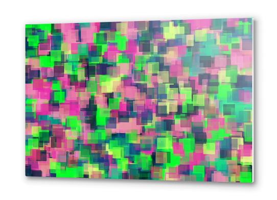 green pink and blue square pattern abstract background Metal prints by Timmy333