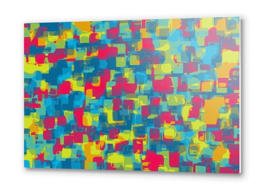 blue yellow and red square pattern abstract background Metal prints by Timmy333