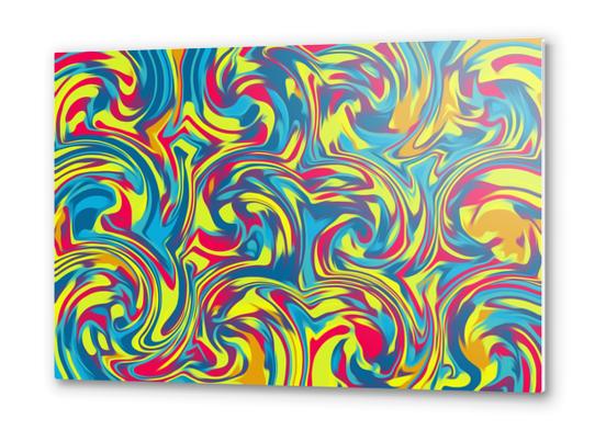 red blue and yellow curly painting abstract background Metal prints by Timmy333