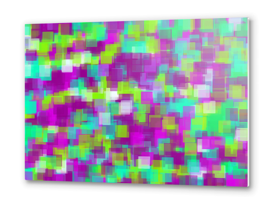 green and purple square pattern abstract background Metal prints by Timmy333