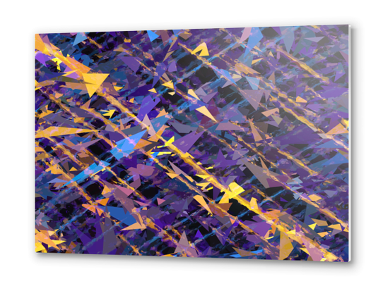 splash geometric triangle pattern abstract background in blue purple yellow Metal prints by Timmy333