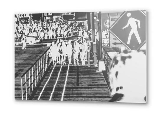 crowded on the wooden walkway in black and white Metal prints by Timmy333