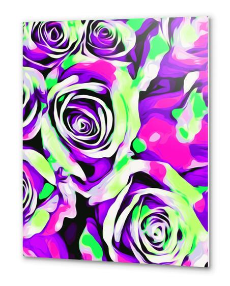 pink purple and green roses texture abstract background Metal prints by Timmy333