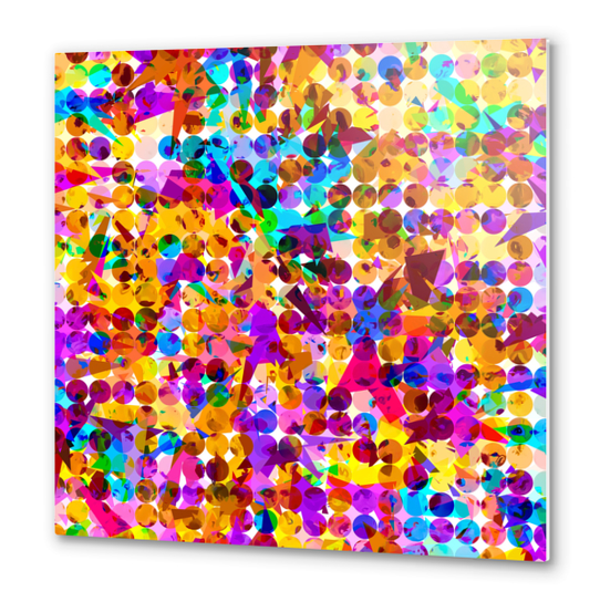 geometric circle and triangle pattern abstract in orange blue pink purple Metal prints by Timmy333