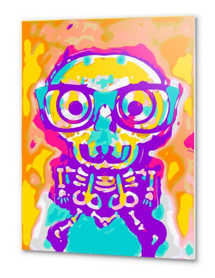 shocking skull in blue yellow pink orange and purple Metal prints by Timmy333