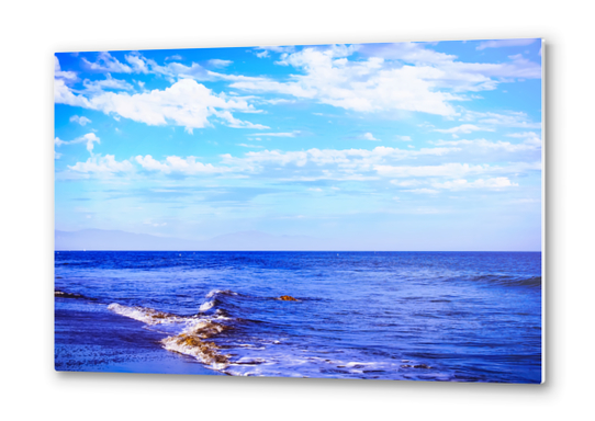 blue ocean view with blue cloudy sky in summer Metal prints by Timmy333