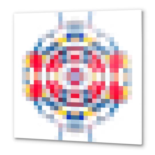 geometric square pattern pixel abstract in red blue yellow Metal prints by Timmy333