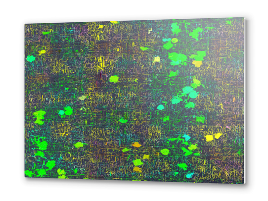 psychedelic abstract art texture background in green yellow black Metal prints by Timmy333