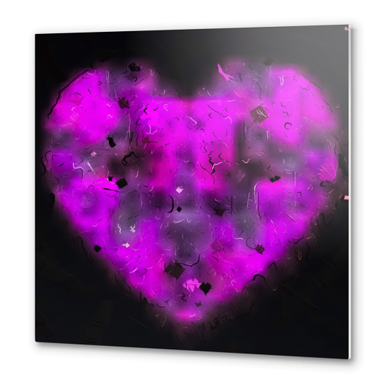 pink blurry heart shape with black background Metal prints by Timmy333