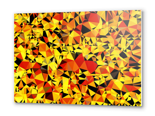 geometric triangle pattern abstract in orange yellow red Metal prints by Timmy333