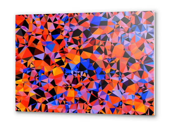 geometric triangle pattern abstract in blue orange red Metal prints by Timmy333