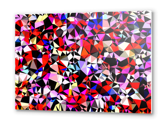 geometric triangle pattern abstract in red pink black blue Metal prints by Timmy333