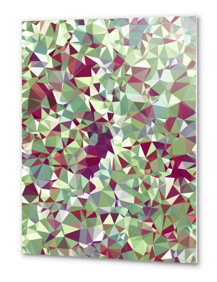 geometric triangle pattern abstract in green red Metal prints by Timmy333