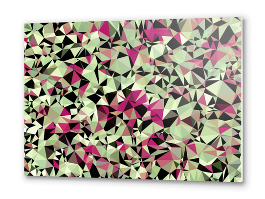 geometric triangle pattern abstract in green pink black Metal prints by Timmy333