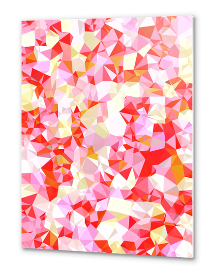 geometric triangle pattern abstract in pink red orange Metal prints by Timmy333