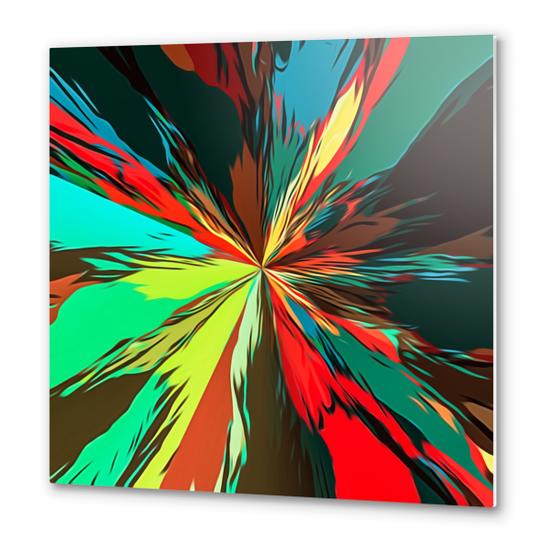 geometric splash painting abstract in red green yellow blue and brown Metal prints by Timmy333