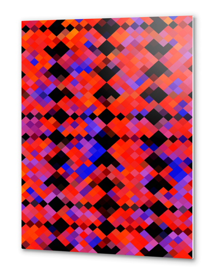 red and blue geometric square pixel pattern abstract background Metal prints by Timmy333