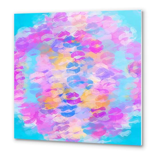 pink blue and purple kisses lipstick abstract background Metal prints by Timmy333