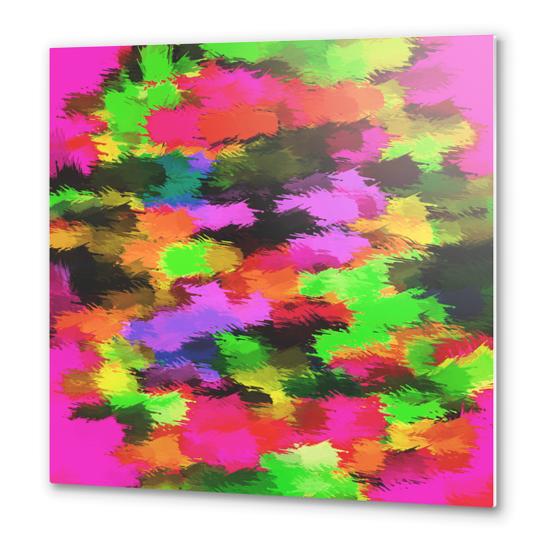 pink red yellow purple black orange and green painting texture abstract background Metal prints by Timmy333