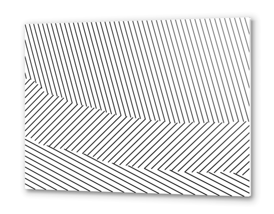 geometric line pattern abstract background in black and white Metal prints by Timmy333