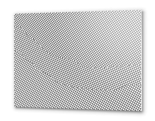 geometric square shape line pattern abstract in black and white Metal prints by Timmy333