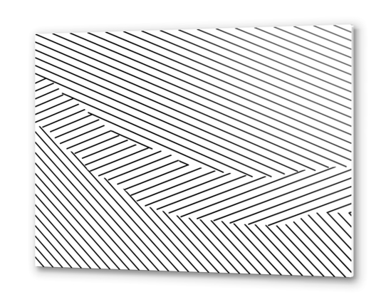 geometric line pattern abstract background in black and white Metal prints by Timmy333