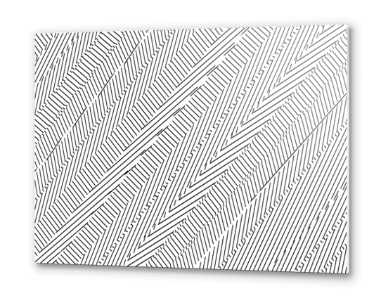 geometric line pattern abstract background in black and white Metal prints by Timmy333