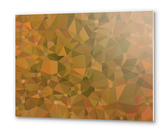 geometric triangle shape pattern abstract in brown Metal prints by Timmy333