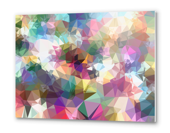 colorful geometric triangle pattern abstract background in pink blue yellow Metal prints by Timmy333