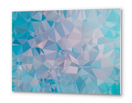 geometric triangle pattern abstract in pink and blue Metal prints by Timmy333