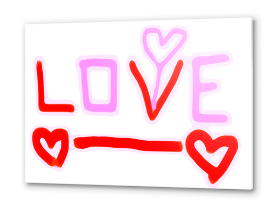 LOVE with pink and red heart Metal prints by Timmy333