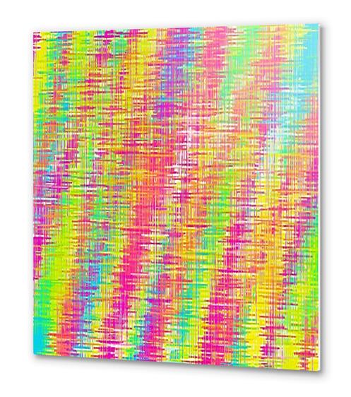 pink yellow blue and green painting plaid pattern abstract background Metal prints by Timmy333