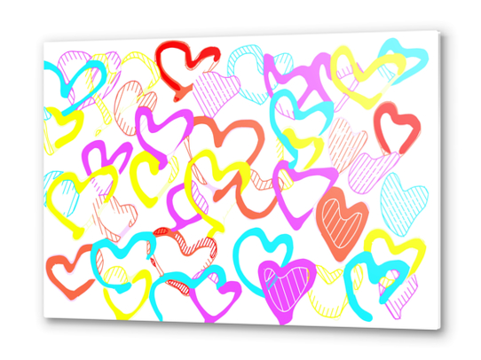 colorful heart shape pattern abstract Metal prints by Timmy333