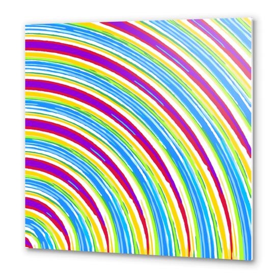 blue pink purple yellow green circle line pattern  Metal prints by Timmy333