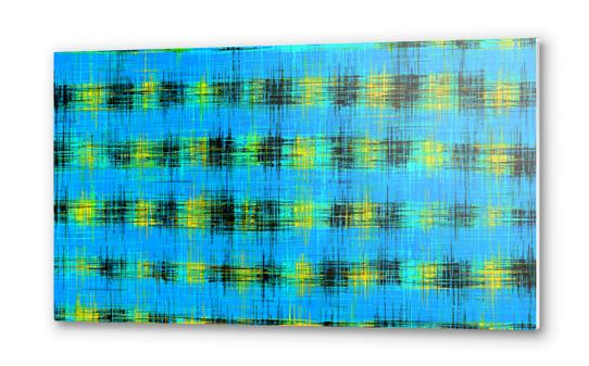 blue black and yellow painting texture abstract background Metal prints by Timmy333