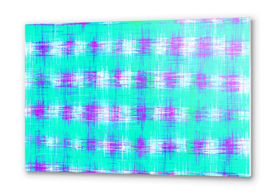 plaid pattern graffiti painting abstract in blue green and pink Metal prints by Timmy333