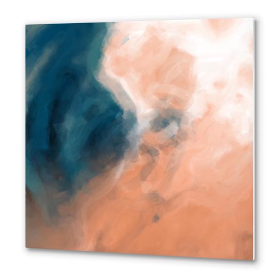 brown and blue painting texture abstract background Metal prints by Timmy333