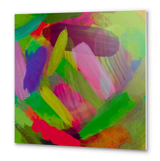 splash painting abstract texture in green pink red purple Metal prints by Timmy333