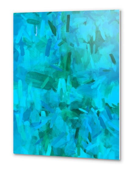 splash painting abstract texture in blue and green Metal prints by Timmy333