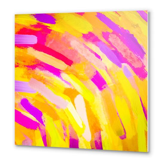 graffiti painting texture abstract in yellow pink purple Metal prints by Timmy333