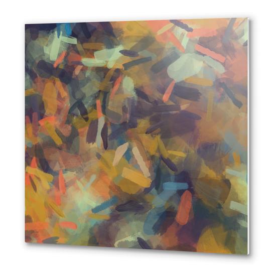 vintage psychedelic splash painting abstract in brown blue orange yellow Metal prints by Timmy333