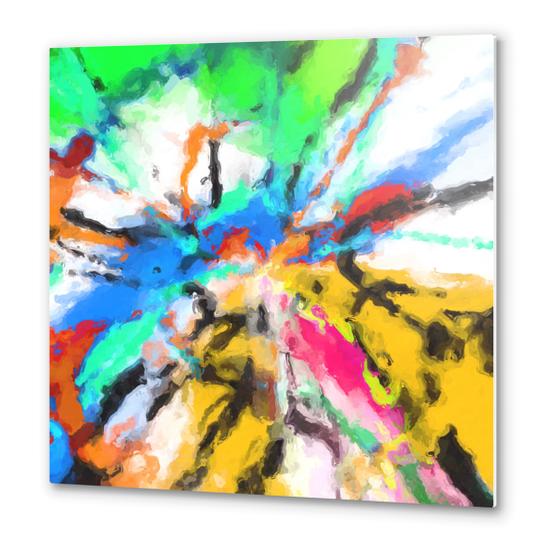 psychedelic graffiti painting abstract in blue green yellow red pink Metal prints by Timmy333