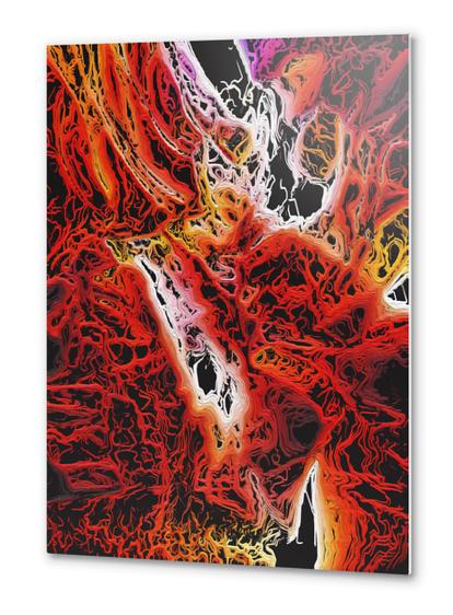 psychedelic painting abstract background in orange brown and black Metal prints by Timmy333