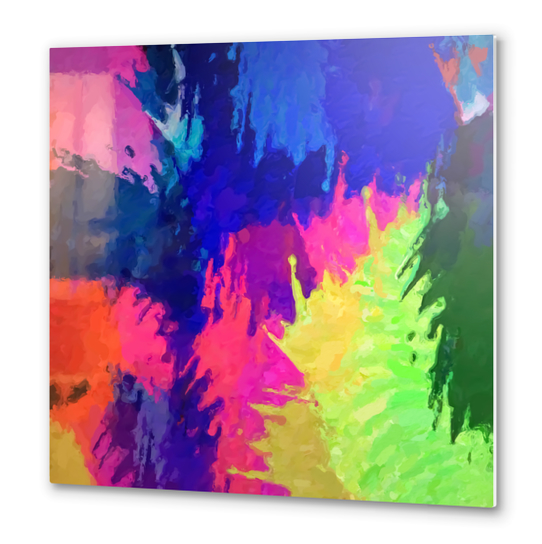 painting texture abstract background in blue pink yellow green Metal prints by Timmy333