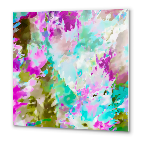 painting texture abstract background in blue pink green Metal prints by Timmy333