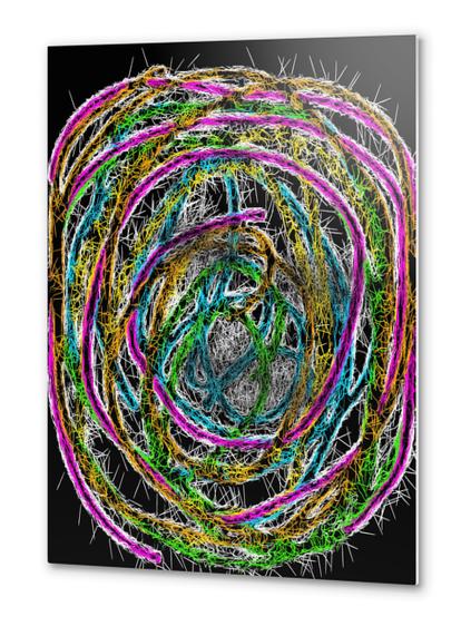 colorful psychedelic graffiti abstract in pink green blue yellow with black background Metal prints by Timmy333