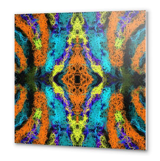 psychedelic graffiti geometric drawing abstract in orange yellow blue purple Metal prints by Timmy333