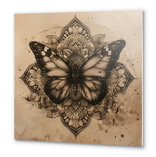 Mandala - Butterfly Metal prints by aleibanez